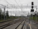 станция Мга: Вид с 3-й платформы на чётную горловину в сторону Петербурга/Гатчины/Невдубстроя