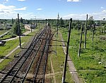 станция Кириши: Вид из северо-западной горловины в сторону реки Волхов, справа-путь на ГРЭС