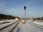 станция Новоельня: Выходные светофоры Н3 и Н1. Вид в сторону Лиды