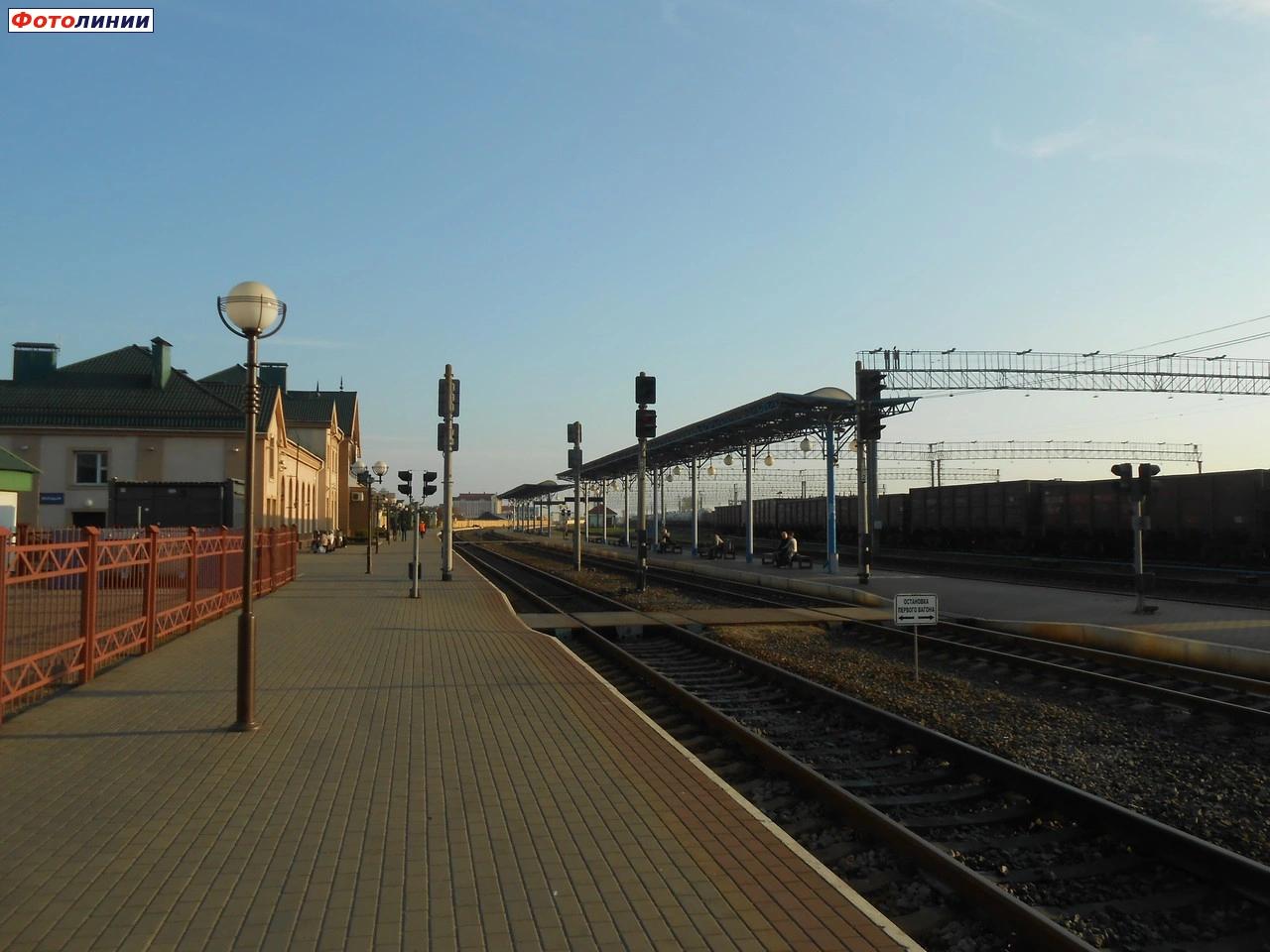 Вид с первой платформы в сторону Мостов и Барановичей