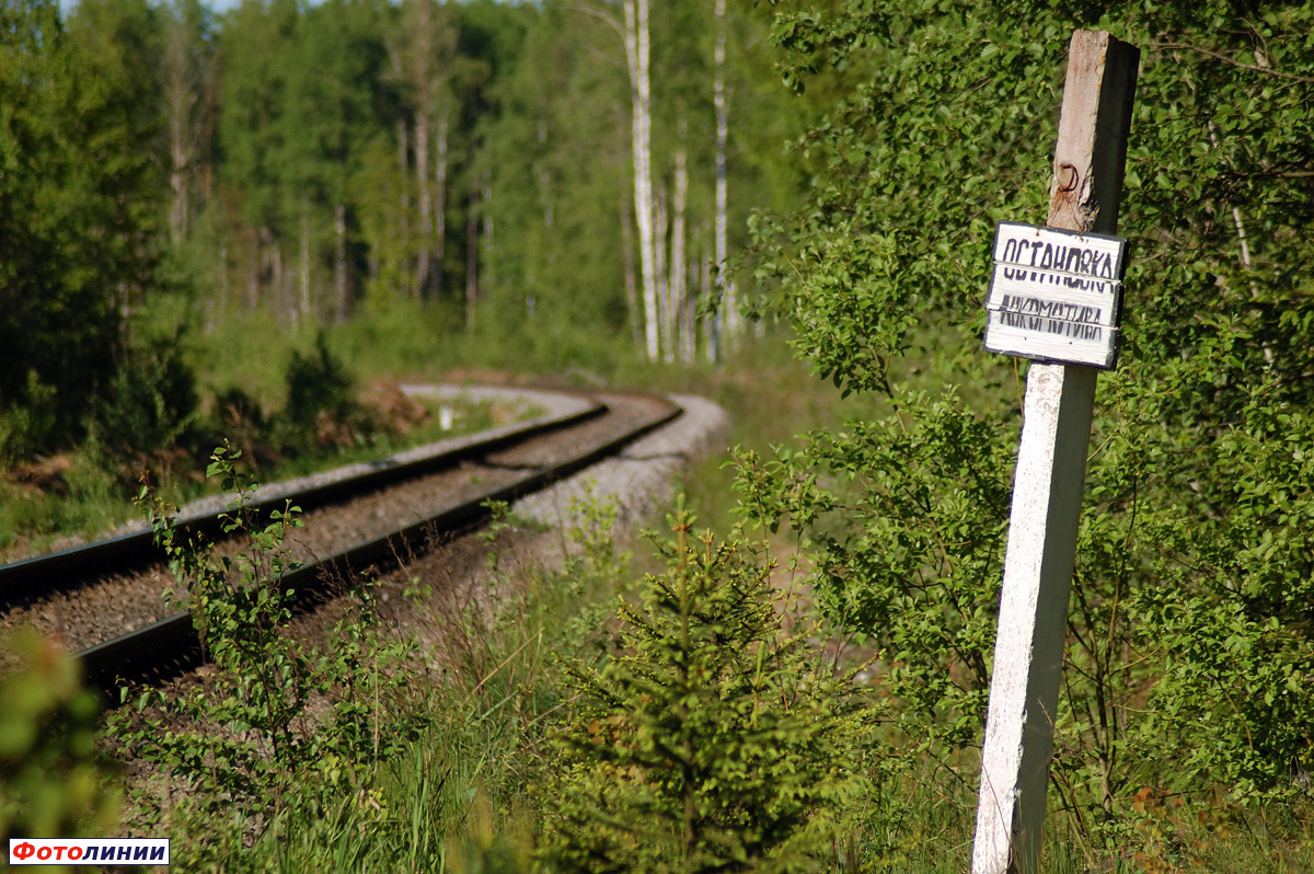 Знак "Остановка локомотива", вид в сторону ст. Копорье