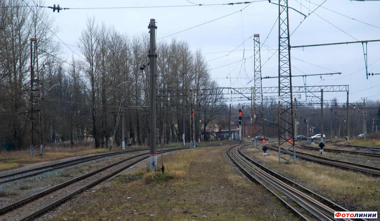 Вид станции в сторону Гатчины-Товарной-Балтийской