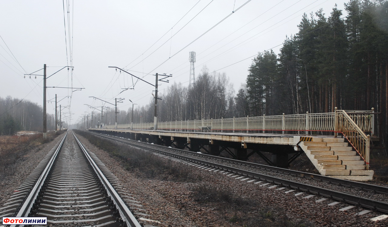 Вид платформы приозерского направления в сторону Приозерска