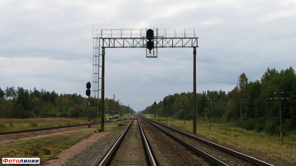 Светофорный мостик, вид в сторону о.п. Сосновый Бор