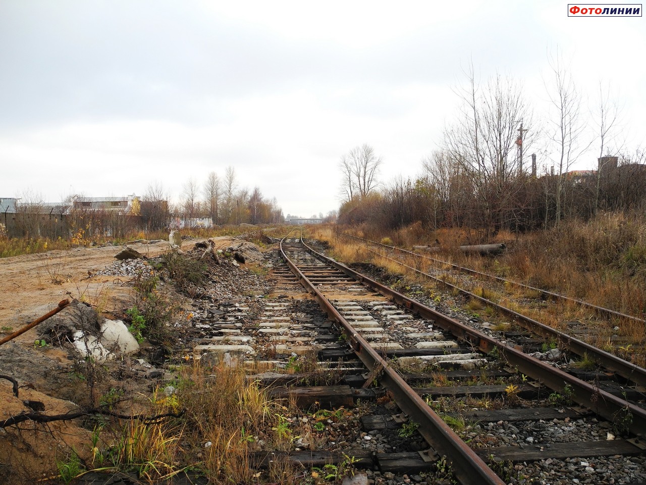 Останки платформы и частично разобранные пути. Вид в сторону Варшавского вокзала