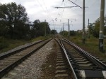путевой пост 1504 км: Вид со стороны Одессы-Поездной. Пути прямо — к станции Одесса-Застава 1, влево — к о.п. Житомирская
