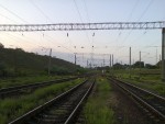 станция Одесса-Сортировочная: Светофоры в северной горловине Северного парка, вид на север — в сторону Одессы-Восточной