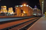станция Минск-Пассажирский: Здание международных касс ночью