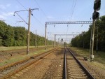 станция Одесса-Застава I: Выходные светофоры в южной горловине Шлюзового парка (находящегося в северной горловине станции), вид на юг
