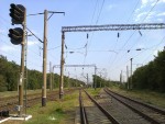 станция Одесса-Застава I: Маршрутный светофор на главных путях в северной горловине. Здесь к ним примыкает путь от шлюзового парка (петли)