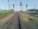 станция Черноморск-Порт: Выходные светофоры парка приема перед горкой, вид на восток (в сторону горки)