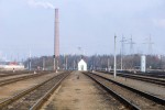 станция Новополоцк: Сортировочный парк, чётная горловина. Вид в сторону ОАО "Нафтан"