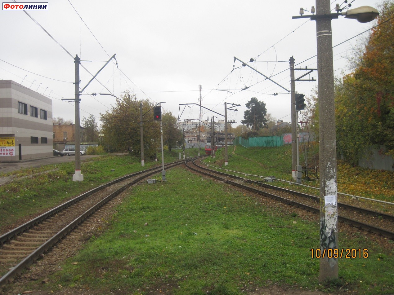Выходные светофоры ЧИ1 и ЧИ2 вид в строну Фрязино, платформа Фрязинского направления