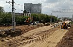 о.п. Нижегородская: Строительство четвёртого пути, вид в нечётном направлении