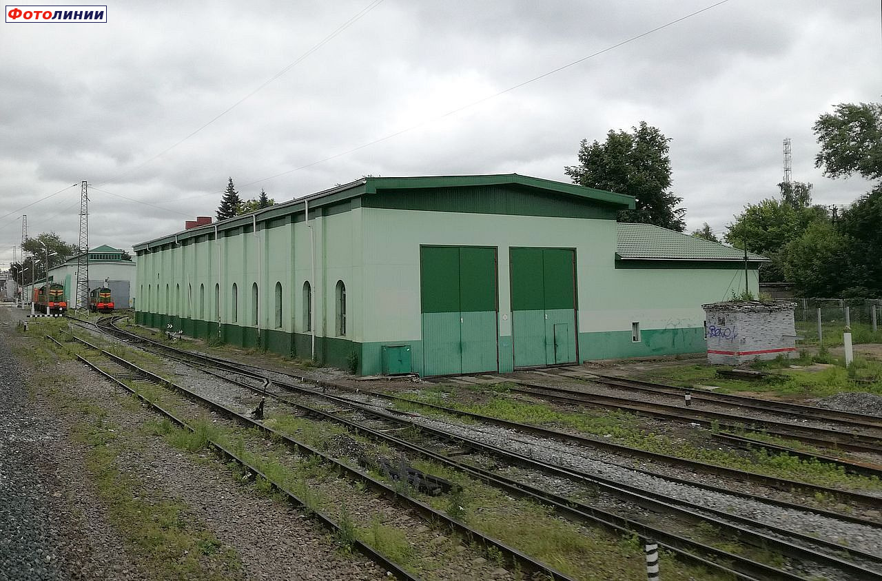 Эксплуатационное локомотивное депо Рязань (ТЧЭ-39), вид в чётном направлении