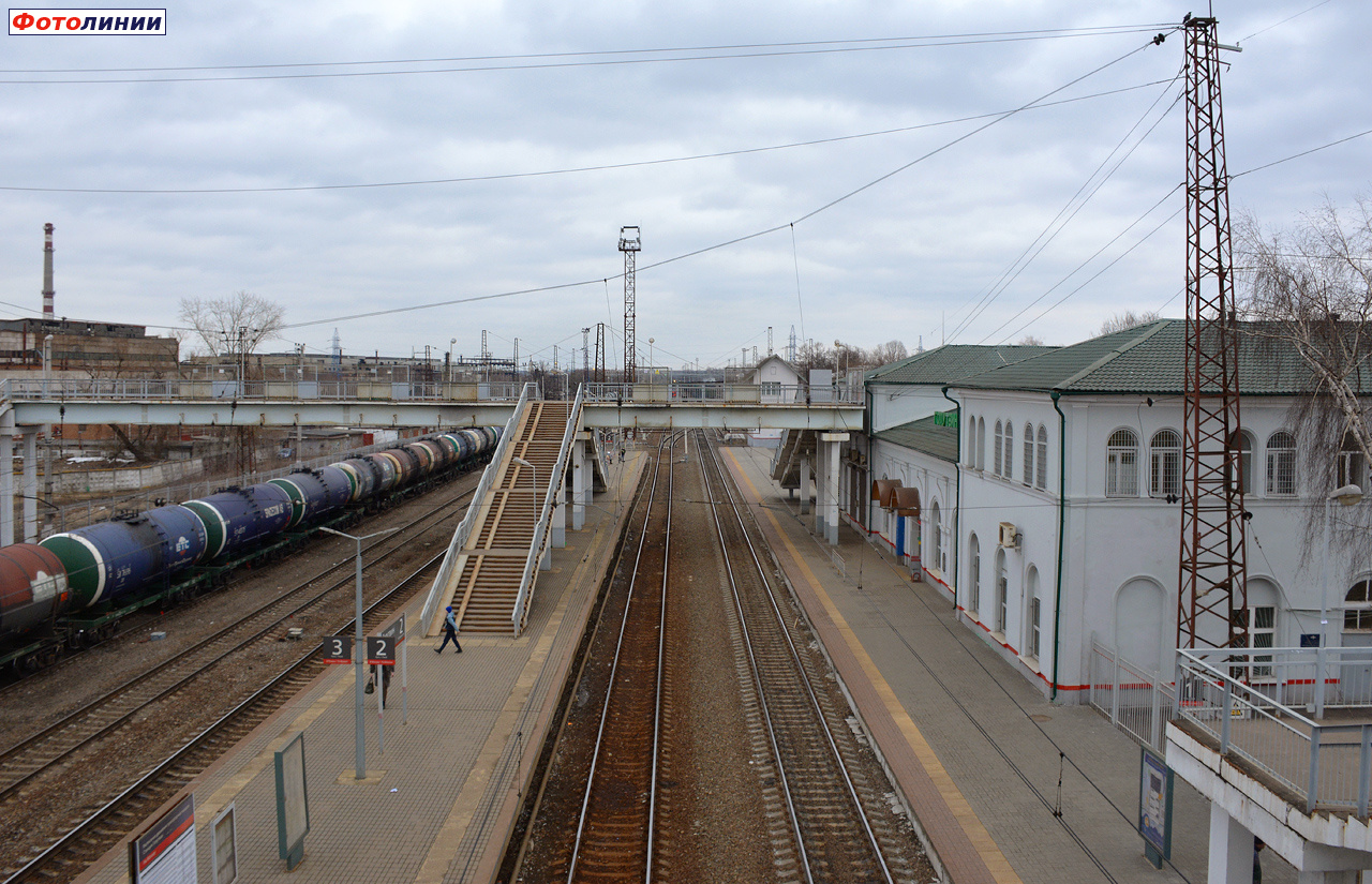 Станция Голутвин. Вид с западного пешеходного моста в сторону Рязани —  Railwayz.info