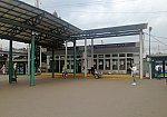станция Домодедово: Турникетный павильон у первой платформы, вид со стороны города