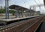 станция Подольск: Строящийся навес на новой платформе, вид в нечётном направлении