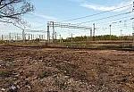 станция Апрелевка: Подъездной путь к тяговой электрической подстанции № 441 «Железнодорожная», вид из северо-восточной горловины в чётном направлении