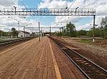 станция Толстопальцево: Временная пристройка к платформе с северо-восточной стороны и начало строительства новой платформы, вид в нечётном направлении