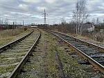 станция Малоярославец: Тупик у северо-западной горловины разъезда на подъездном пути к заводу стальных конструкций, вид на северо-запад