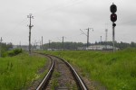 станция Сухиничи-Главные: Входной светофор ЧФ со стороны Фаянсовой