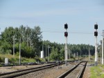 станция Новозыбков: Светофоры М16, Н4, Н1, Н2. Вид в сторону Злынки