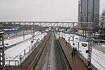 о.п. Трёхгорка: Вид с временного пешеходного моста в сторону Москвы