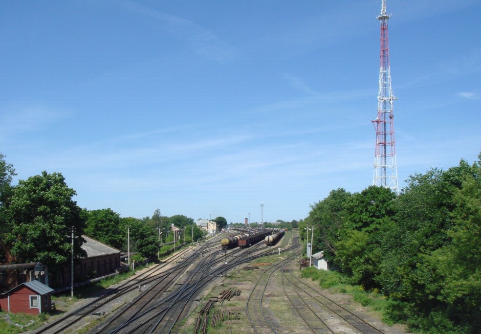 Вид на станцию с моста со стороны Крауя