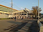 станция Тушино: Турникетно-кассовый павильон у второй платформы, вид со стороны города