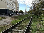 станция Угрешская: Соединение подъездного и трамвайного путей, вид на запад