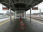 станция Белокаменная: Восточный выход с платформы и табло, вид в сторону ст. Ростокино и Лосиноостровская