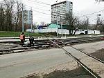 Подъездной путь на Электрозавод, пересечение с трамвайными путями Преображенского Вала, вид в сторону тупиков