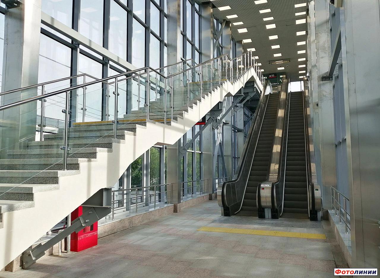 Интерьер северного вестибюля, спуск к платформе в сторону о.п. Панфиловская