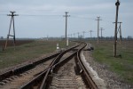 станция Павлополье: Входная стрелка, нечётная горловина, вид в сторону Днепропетровска