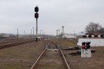 станция Зачепиловка: Выходные светофоры Ч1, Ч2, вид в сторону ст. Красноград