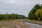 о.п. Вольное: Вид в сторону Новомосковска из бывшей нечётной горловины станции