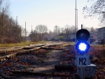 станция Засулаукс: Маневровый светофор М2 в чётной горловине с Болдерайского направления