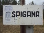 о.п. Спигана: Табличка с названием и расписанием