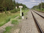 станция Криевупе: Чётный входной светофор с неправильного пути Рр из Гаркалне и вытяжной тупик на заднем плане