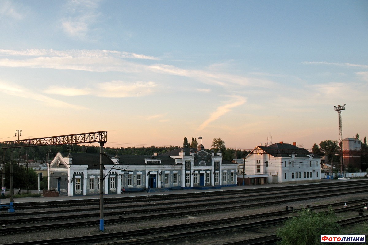 Вид на здания станции с пешеходного моста