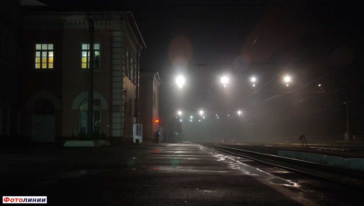 Вид платформ ночью в сторону Лужков-Орловских